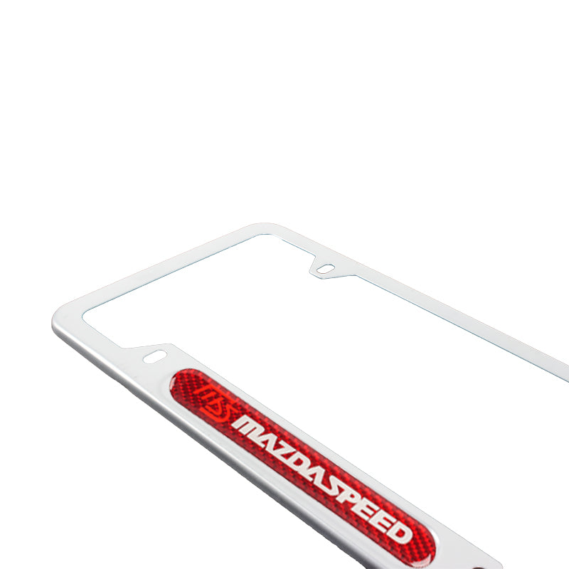 Brand New Universal 1PCS Mazdaspeed Silver Metal License Plate Frame