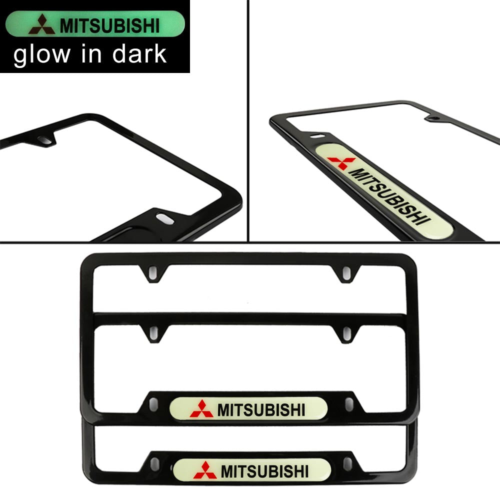 Brand New Universal 2PCS MITSUBISHI Black Metal License Plate Frame