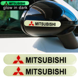 Brand New 2PCS MITSUBISHI Glows in Dark Green Car Trunk Side Fenders Door Badge Scratch Guard Sticker