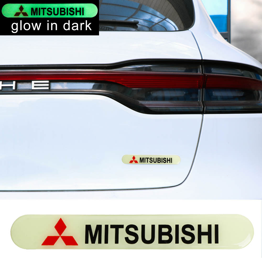 Brand New 1PCS MITSUBISHI Glows in Dark Green Car Trunk Side Fenders Door Badge Scratch Guard Sticker