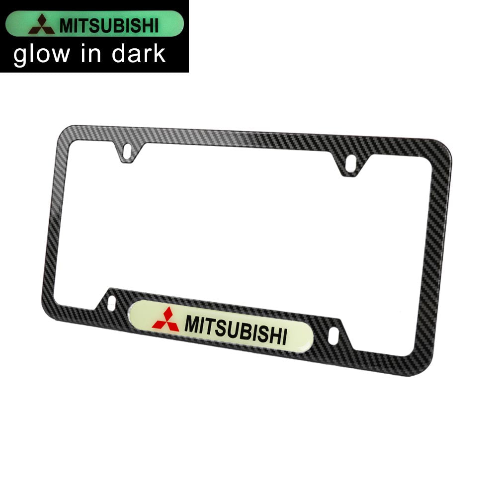 Brand New Universal 1PCS MITSUBISHI Carbon Fiber Style Metal License Plate Frame