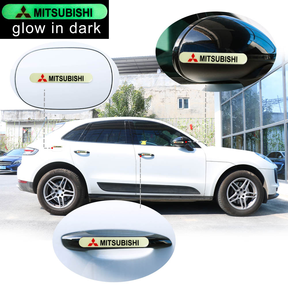 Brand New 2PCS MITSUBISHI Glows in Dark Green Car Trunk Side Fenders Door Badge Scratch Guard Sticker