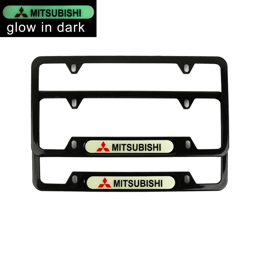 Brand New Universal 2PCS MITSUBISHI Black Metal License Plate Frame