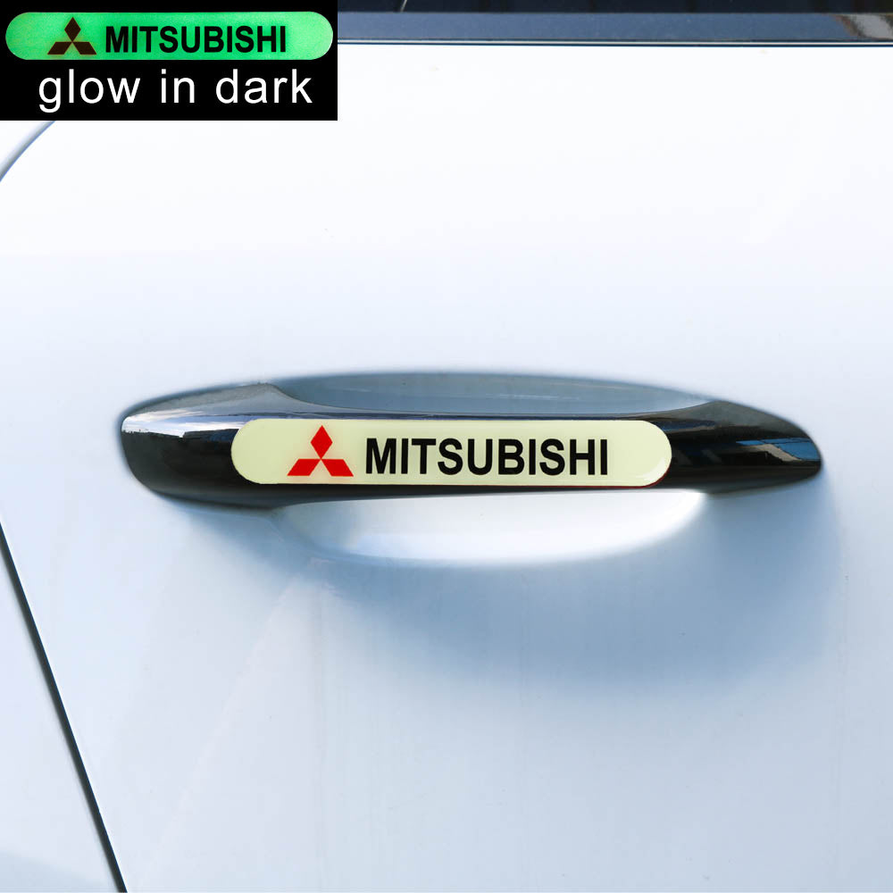 Brand New 2PCS MITSUBISHI Glows in Dark Green Car Trunk Side Fenders Door Badge Scratch Guard Sticker