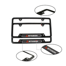 Load image into Gallery viewer, Brand New Universal 2PCS MITSUBISHI Carbon Fiber Look Metal License Plate Frame