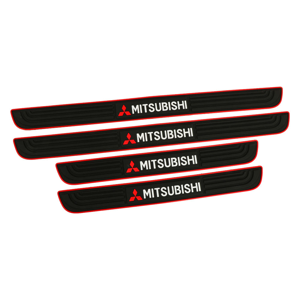 Brand New 4PCS Universal Mitsubishi Red Rubber Car Door Scuff Sill Cover Panel Step Protector