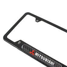 Load image into Gallery viewer, Brand New Universal 2PCS MITSUBISHI Carbon Fiber Look Metal License Plate Frame