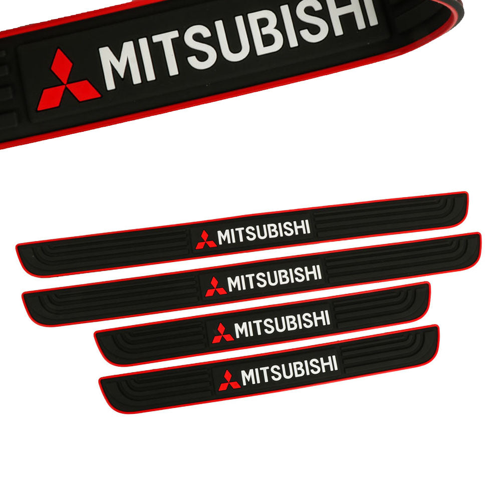 Brand New 4PCS Universal Mitsubishi Red Rubber Car Door Scuff Sill Cover Panel Step Protector