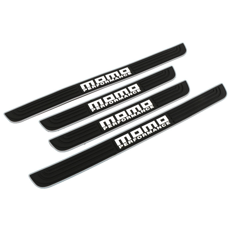 Brand New 4PCS Universal Momo Silver Rubber Car Door Scuff Sill Cover Panel Step Protector