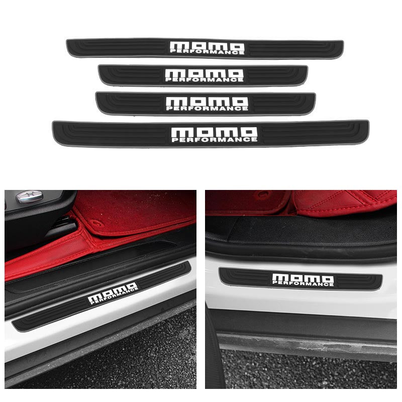 Brand New 4PCS Universal Momo Silver Rubber Car Door Scuff Sill Cover Panel Step Protector