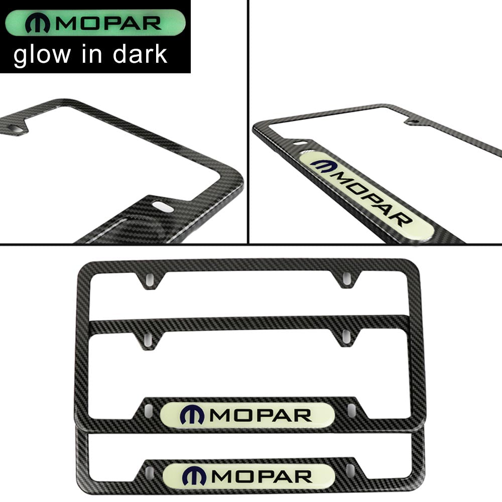 Brand New Universal 2PCS MOPAR Carbon Fiber Style Metal License Plate Frame