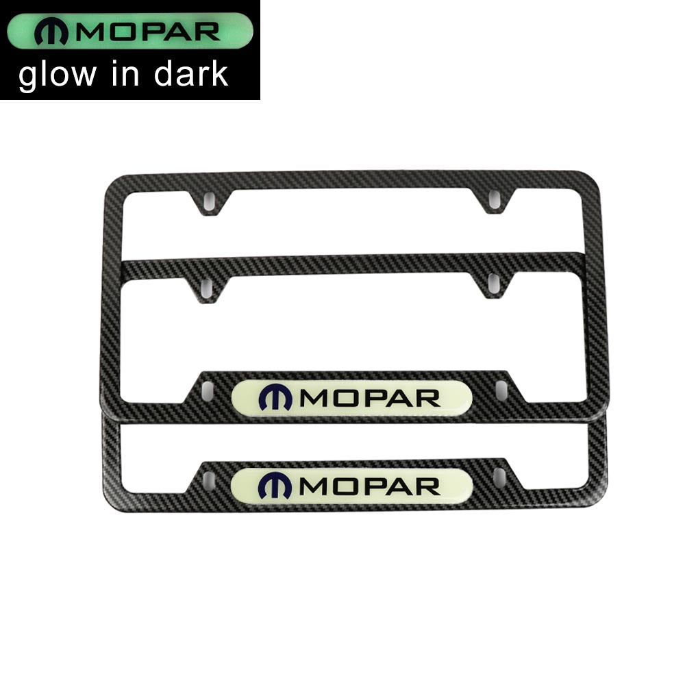 Brand New Universal 2PCS MOPAR Carbon Fiber Style Metal License Plate Frame