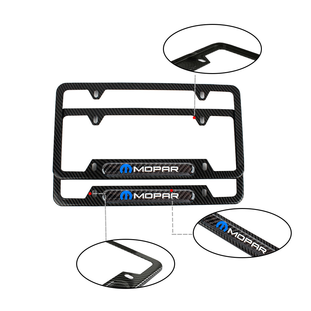 Brand New Universal 1PCS MOPAR Carbon Fiber Look Metal License Plate Frame