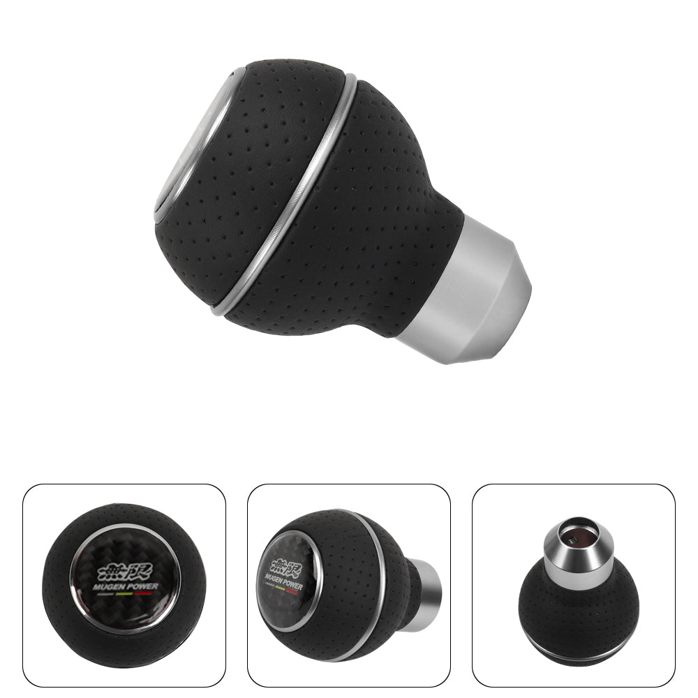 Brand New Universal Leather Mugen Silver & Black Ball Manual Car Gear Shift Knob MT Manual Shifter M8 M10 M12