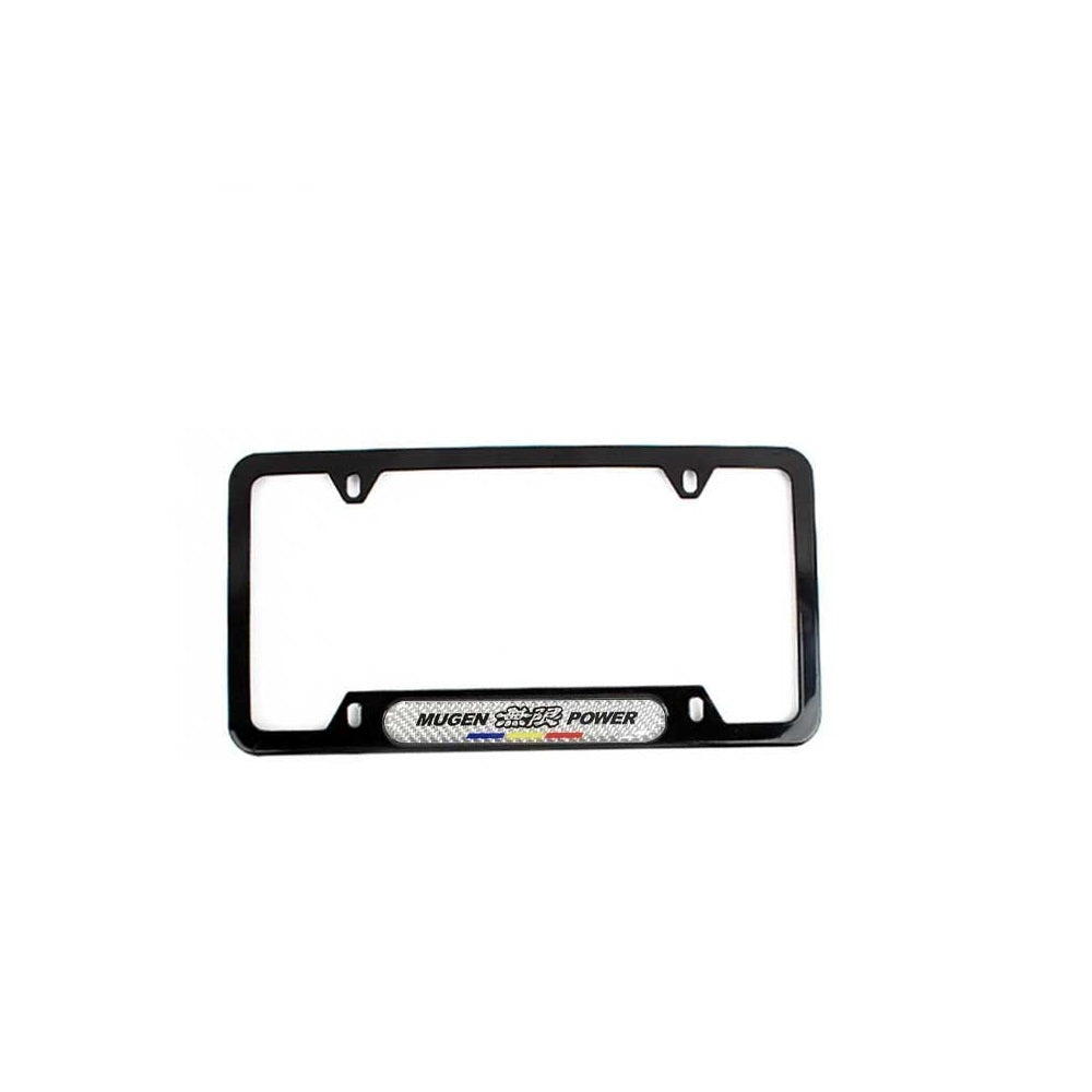 Brand New Universal 1PCS Mugen Power Glossy Black Metal License Plate Frame