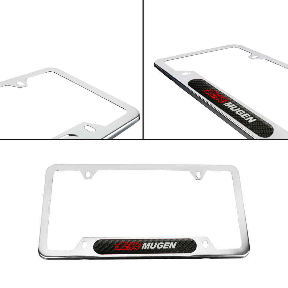 Brand New Universal 1PCS MUGEN Chrome Metal License Plate Frame