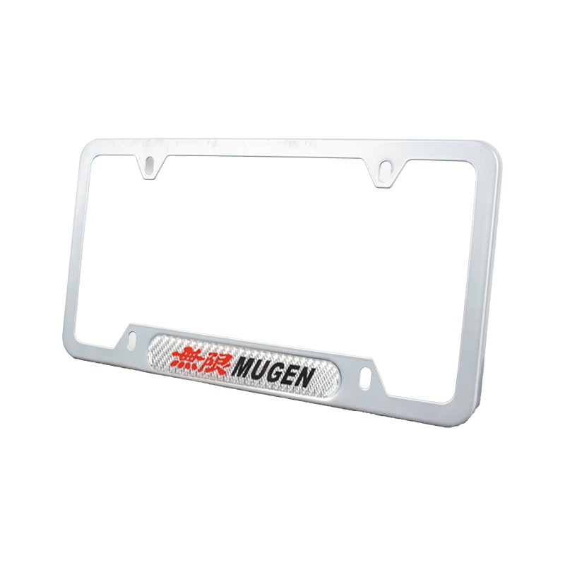 Brand New Universal 2PCS Mugen Silver Metal License Plate Frame