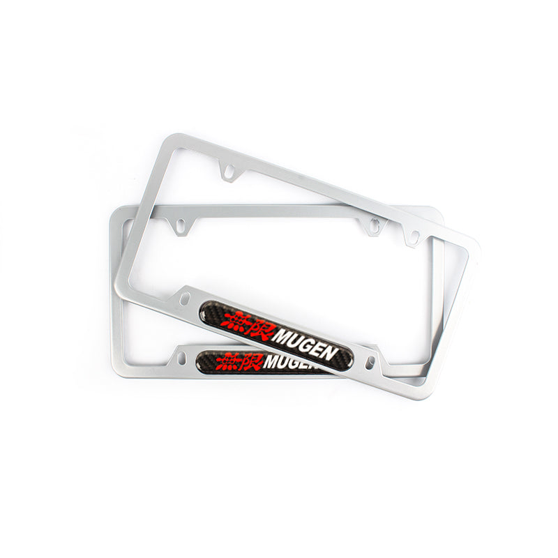 Brand New Universal 2PCS MUGEN Silver Metal License Plate Frame