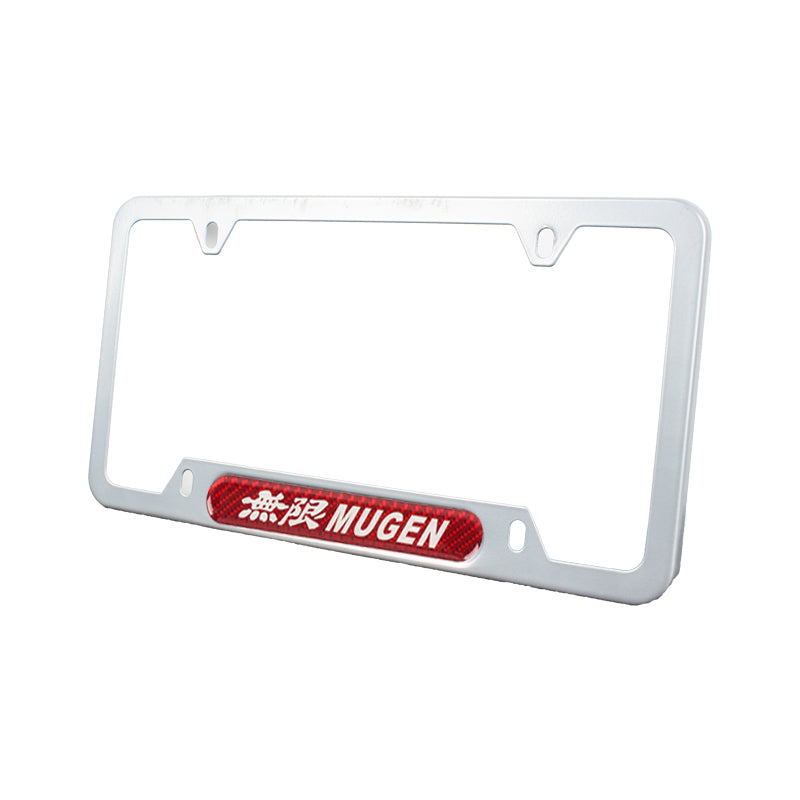 Brand New Universal 2PCS MUGEN Silver Metal License Plate Frame