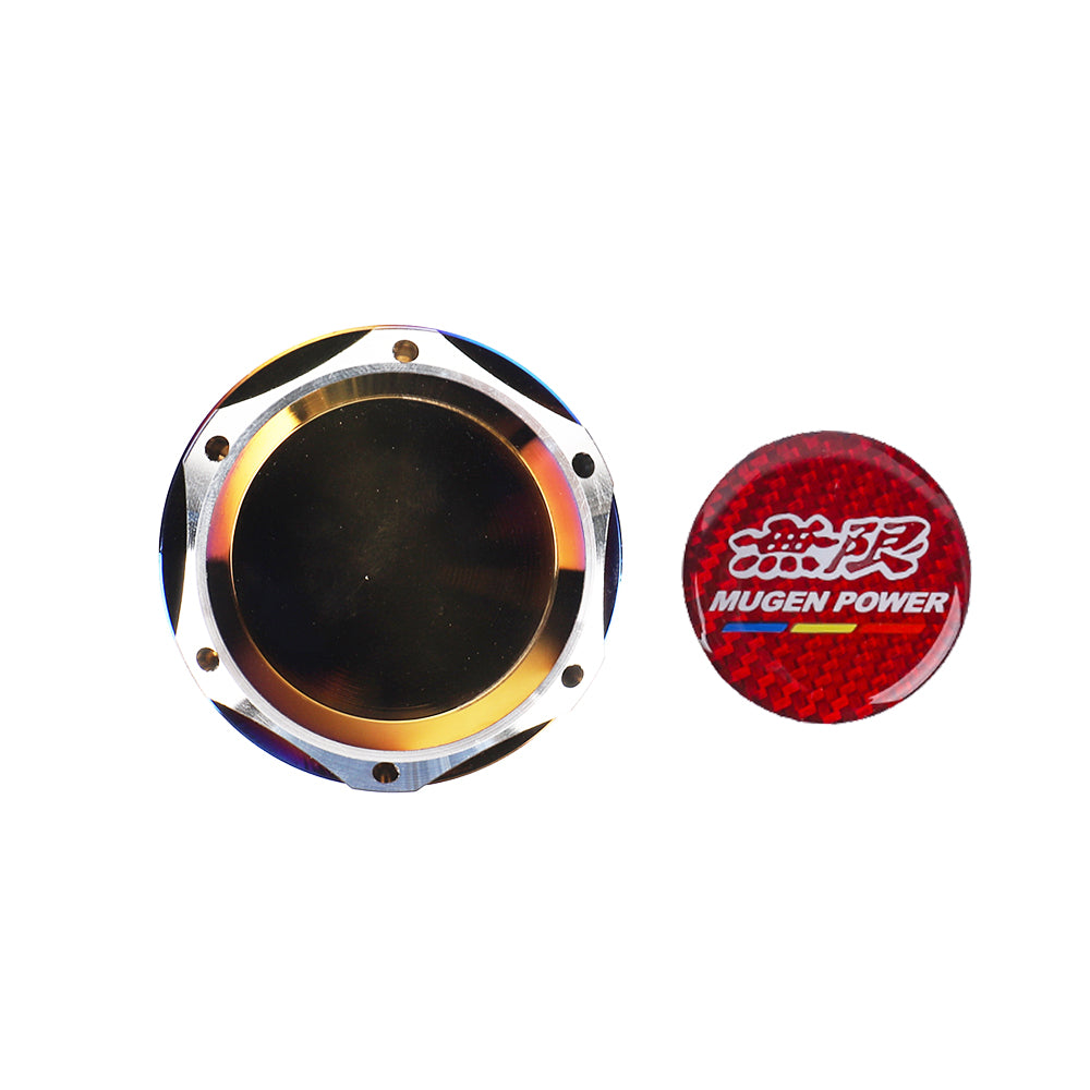 Brand New Jdm Mugen Power Burnt Blue Engine Oil Cap With Real Carbon Fiber Mugen Power Sticker Emblem For Honda / Acura