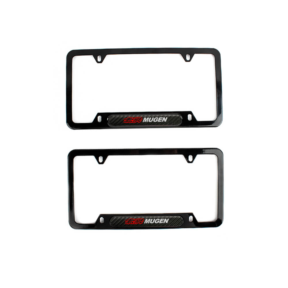 Brand New Universal 2PCS Mugen Glossy Black Metal License Plate Frame