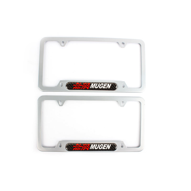 Brand New Universal 1PCS MUGEN Silver Metal License Plate Frame