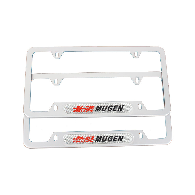 Brand New Universal 1PCS Mugen Silver Metal License Plate Frame