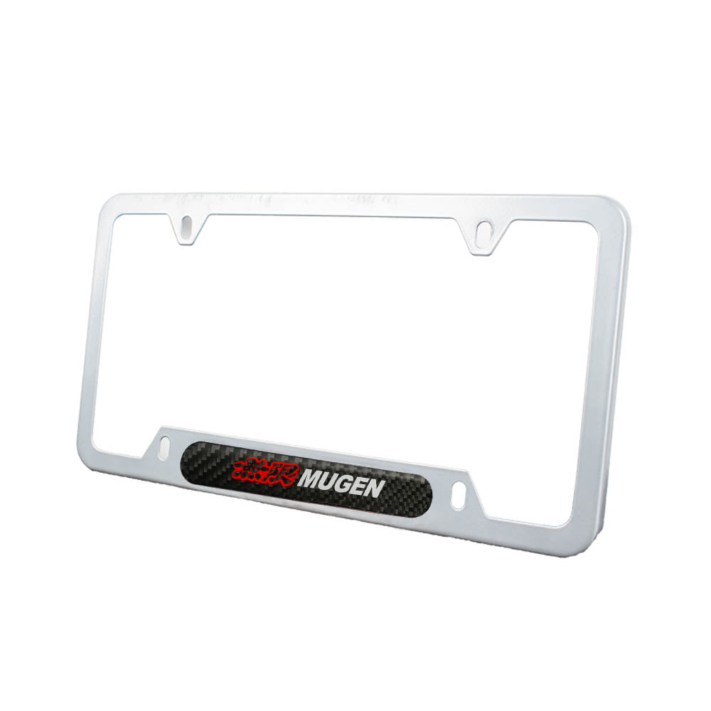 Brand New Universal 2PCS MUGEN Silver Metal License Plate Frame