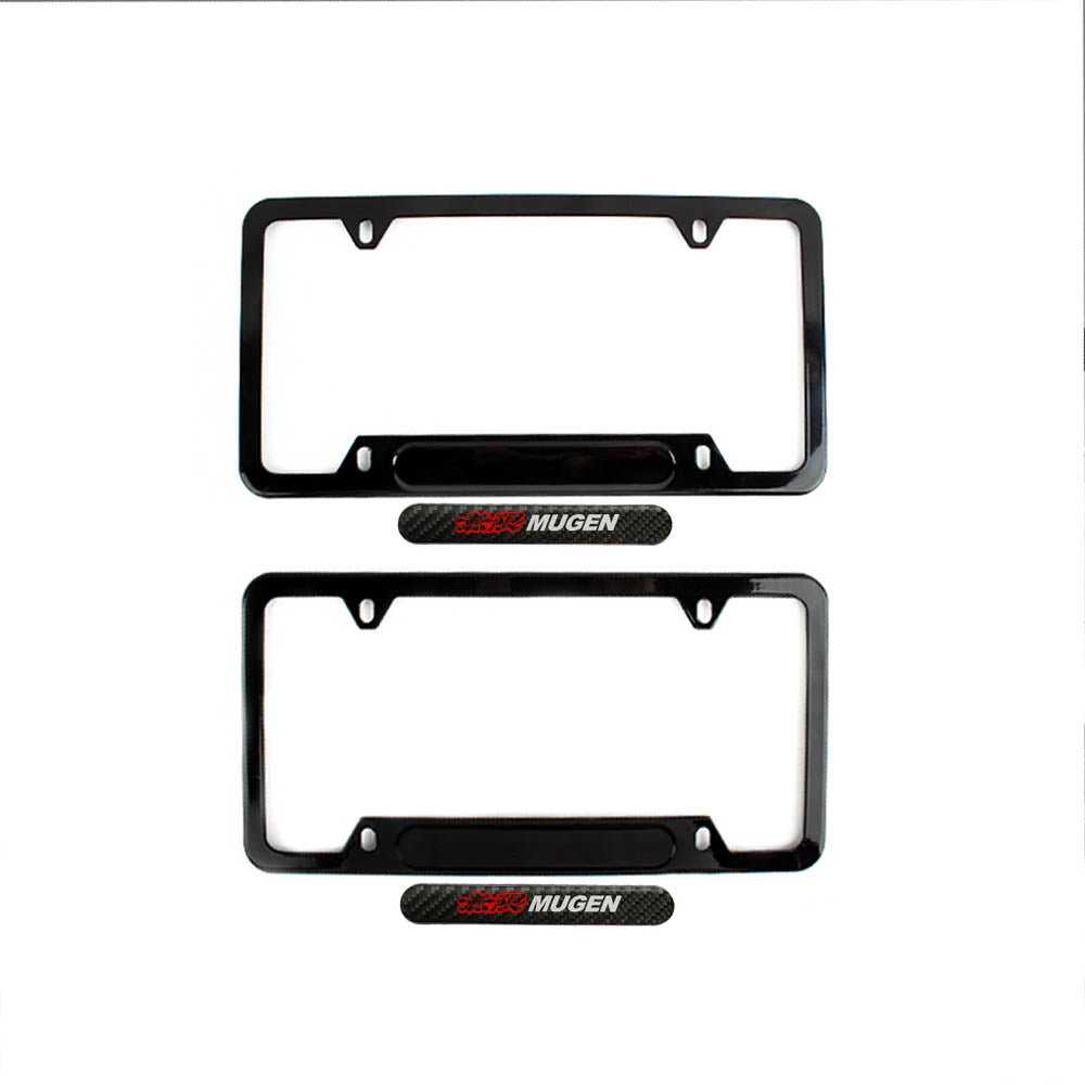 Brand New Universal 2PCS Mugen Glossy Black Metal License Plate Frame