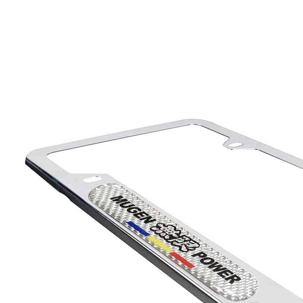 Brand New Universal 1PCS Mugen Power Silver Metal License Plate Frame