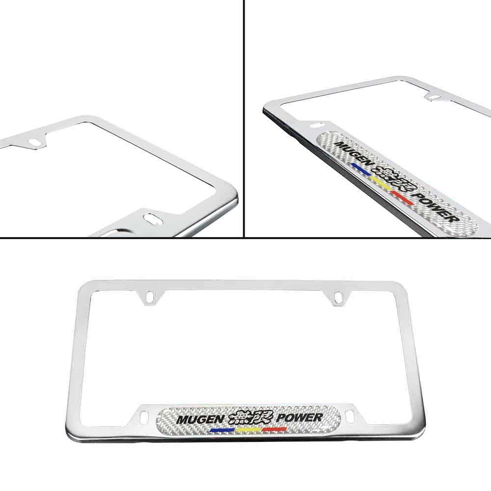 Brand New Universal 1PCS Mugen Power Silver Metal License Plate Frame