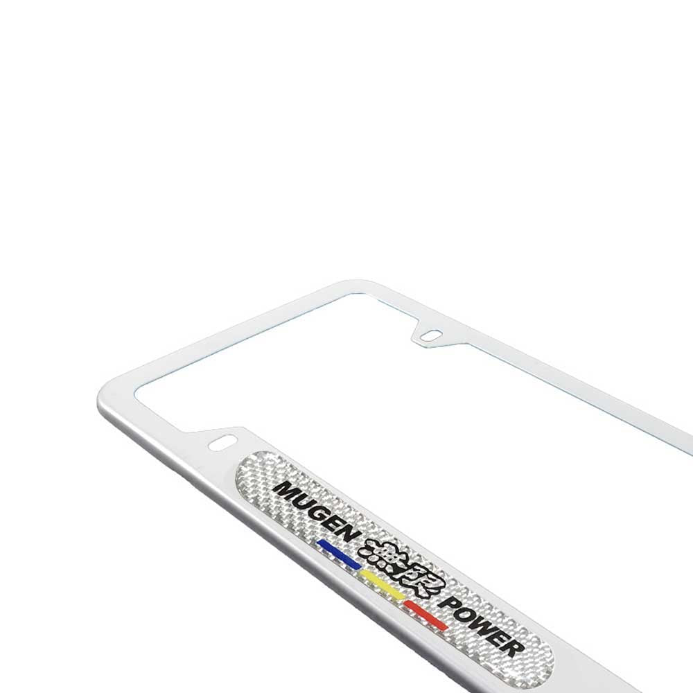 Brand New Universal 1PCS Mugen Power Silver Metal License Plate Frame