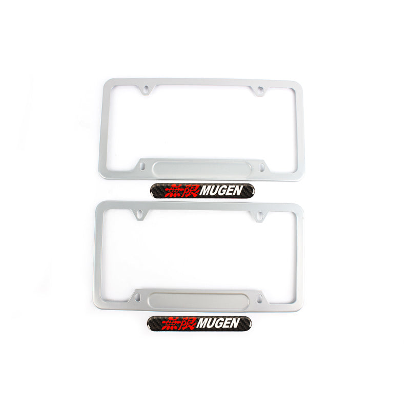 Brand New Universal 1PCS MUGEN Silver Metal License Plate Frame