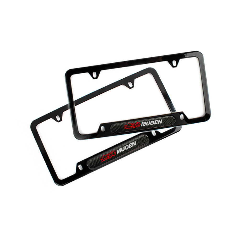 Brand New Universal 2PCS Mugen Glossy Black Metal License Plate Frame