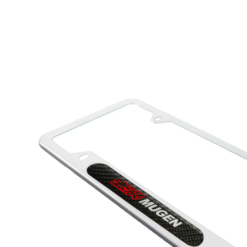 Brand New Universal 2PCS MUGEN Silver Metal License Plate Frame