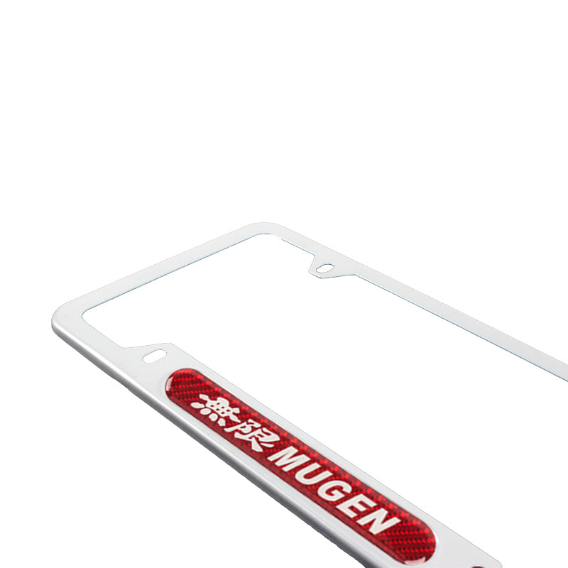 Brand New Universal 1PCS MUGEN Silver Metal License Plate Frame