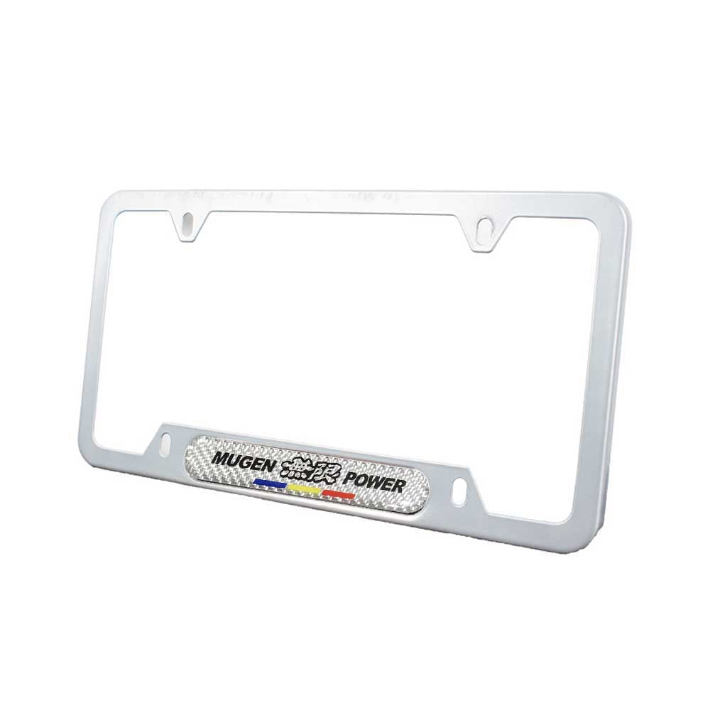 Brand New Universal 1PCS Mugen Power Silver Metal License Plate Frame