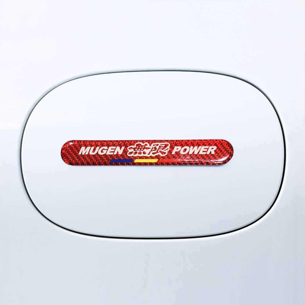 Brand New 2PCS Mugen Power Real Carbon Fiber Red Car Trunk Side Fenders Door Badge Scratch Guard Sticker