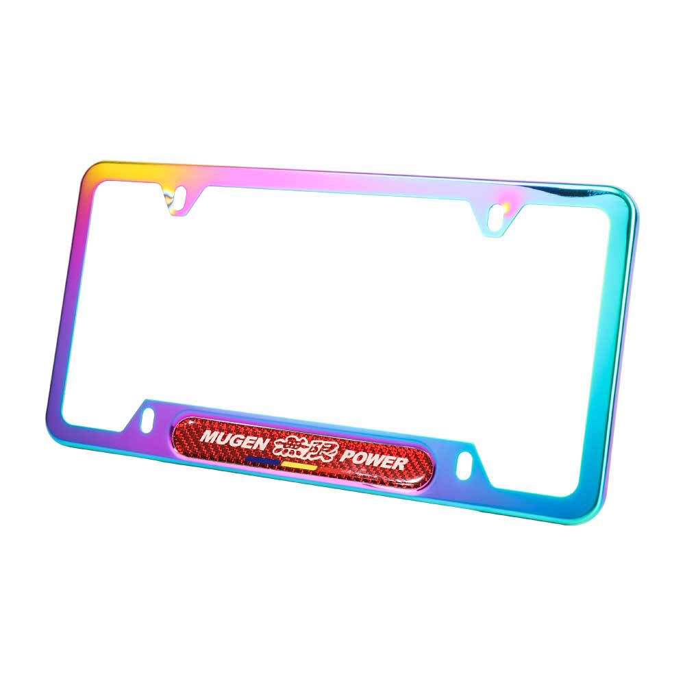 Brand New Universal 1PCS Mugen Power Neo Chrome Metal License Plate Frame