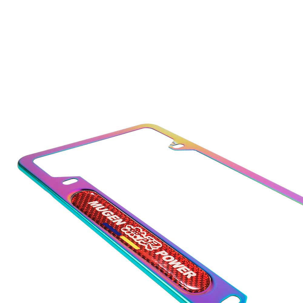 Brand New Universal 1PCS Mugen Power Neo Chrome Metal License Plate Frame