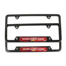 Load image into Gallery viewer, Brand New Universal 2PCS Mugen Power Carbon Fiber Look Metal License Plate Frame