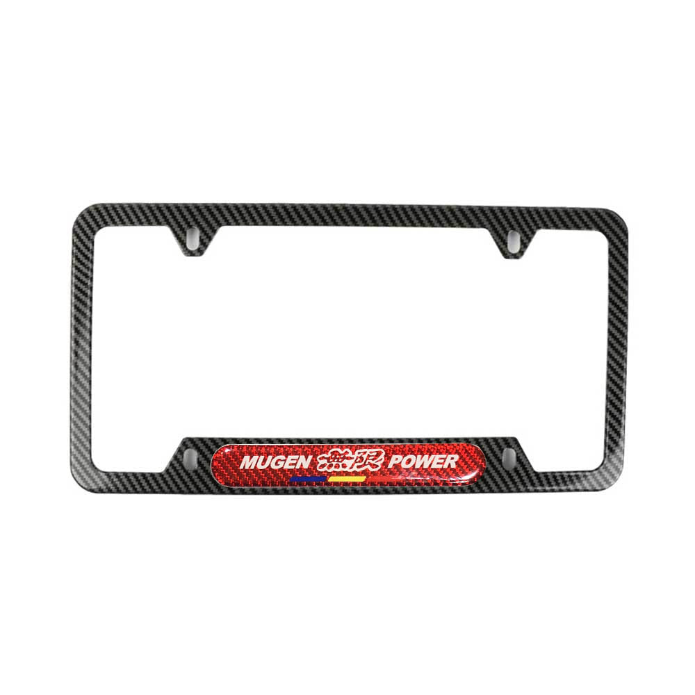 Brand New Universal 1PCS Mugen Power Carbon Fiber Look Metal License Plate Frame