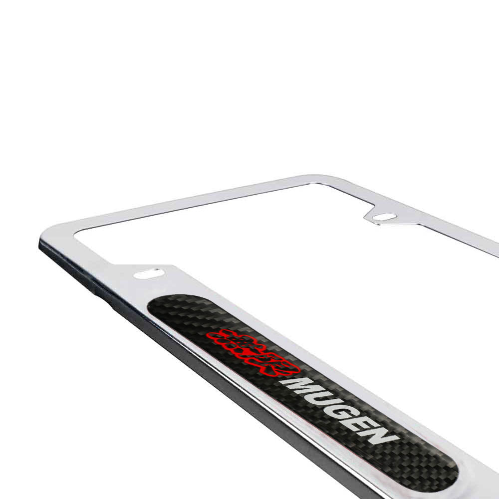 Brand New Universal 2PCS MUGEN Chrome Metal License Plate Frame