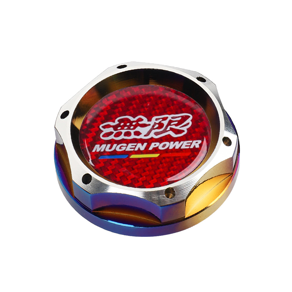 Brand New Jdm Mugen Power Burnt Blue Engine Oil Cap With Real Carbon Fiber Mugen Power Sticker Emblem For Honda / Acura