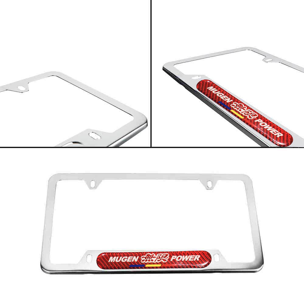 Brand New Universal 1PCS Mugen Power Chrome Metal License Plate Frame