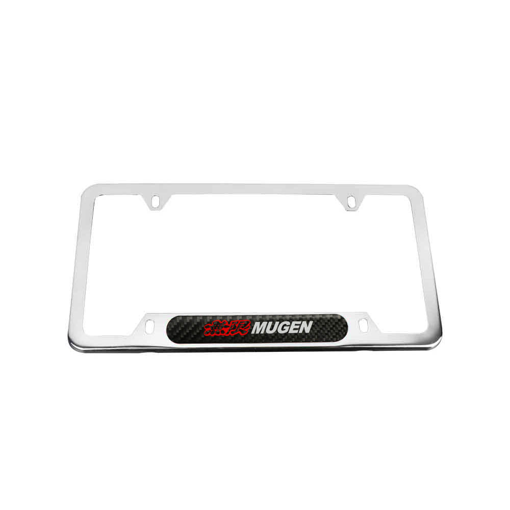 Brand New Universal 2PCS MUGEN Chrome Metal License Plate Frame