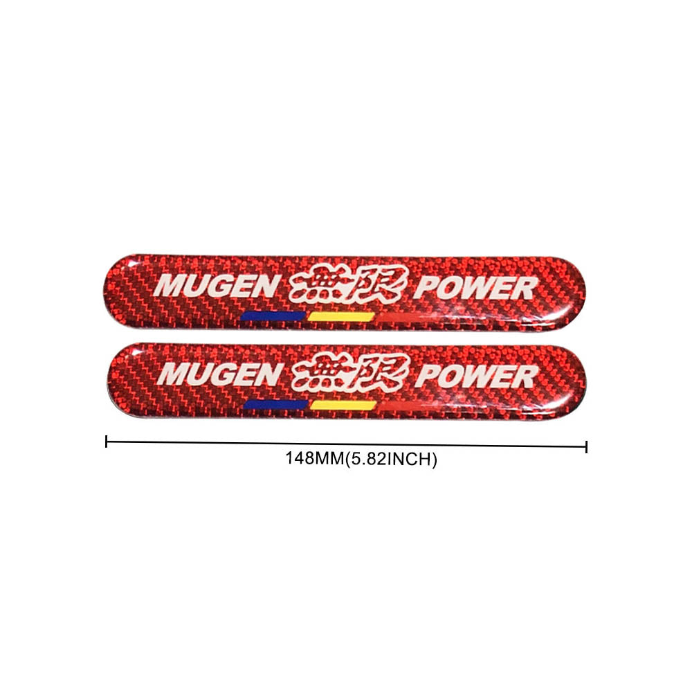 Brand New 2PCS Mugen Power Real Carbon Fiber Red Car Trunk Side Fenders Door Badge Scratch Guard Sticker