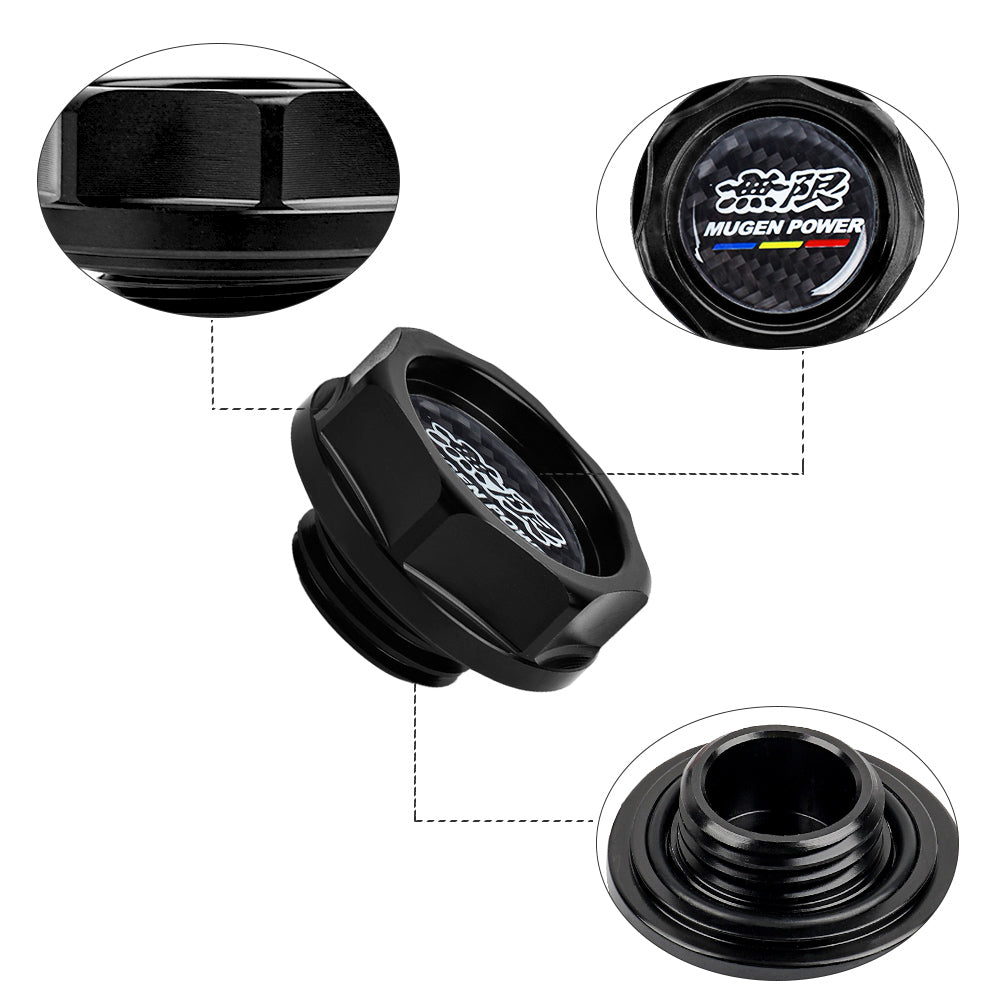 Brand New Mugen Power Black Engine Oil Cap With Real Carbon Fiber Mugen Power Sticker Emblem For Honda / Acura