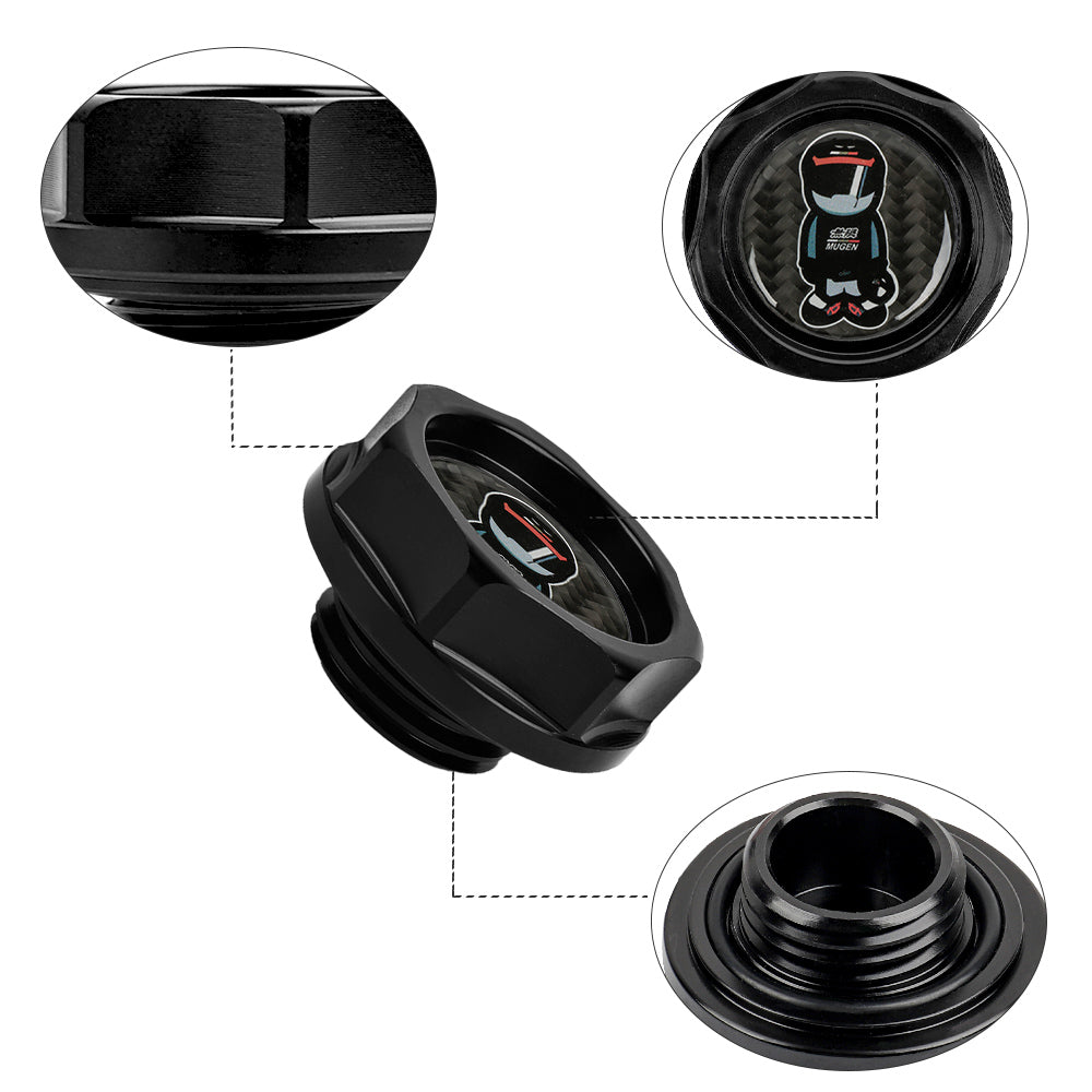 Brand New Mugen Racer Black Engine Oil Cap With Real Carbon Fiber Mugen Racer Sticker Emblem For Honda / Acura