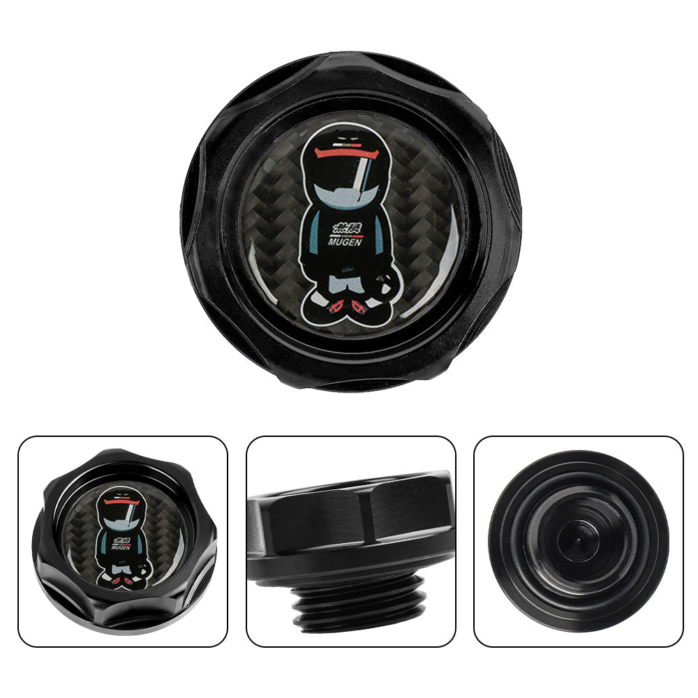 Brand New Mugen Racer Black Engine Oil Cap With Real Carbon Fiber Mugen Racer Sticker Emblem For Honda / Acura